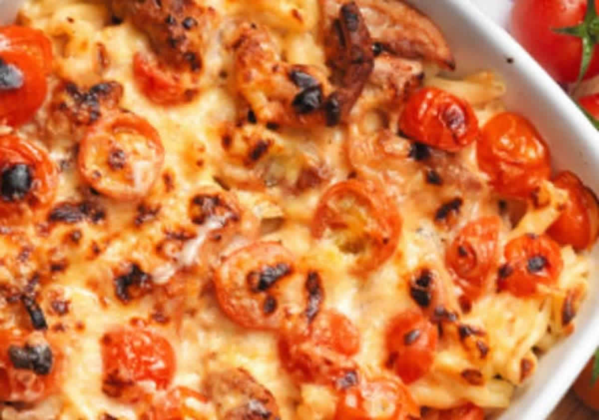 Gratin de pâtes au chorizo et tomates cerises : Un plat débordant de ...